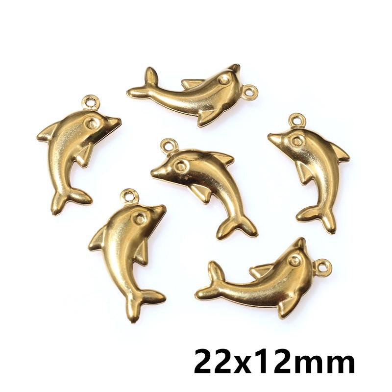 20pcs Stainless Steel Animal Charms Fish Turtle Bee Bear Pendants Crafts for Necklace Bracelet Earrings DIY Jewelry Accessories