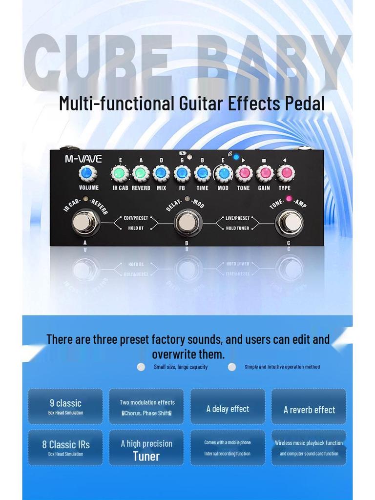 M-VAVE Cube Baby Multifunktionales E-Gitarren-Effektpedal - Trendiger Mini-Bestseller für Rockgitarristen