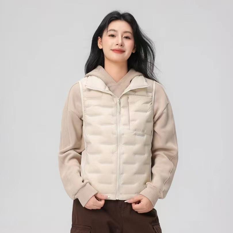 Women's Stand Collar Sleeveless Down Vest Loose Fit Commuter Style Lightweight Puffer Vest