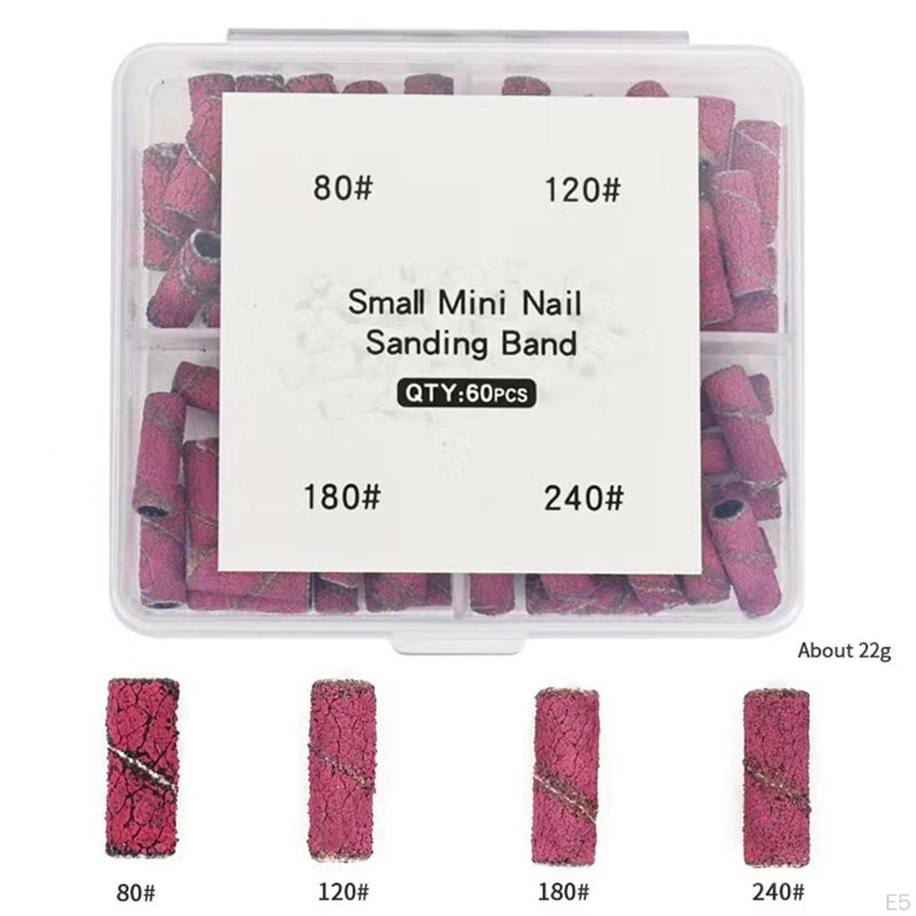 60 Nail Sanding Bands for Professional Manicure Equipment with 3mm Bearings