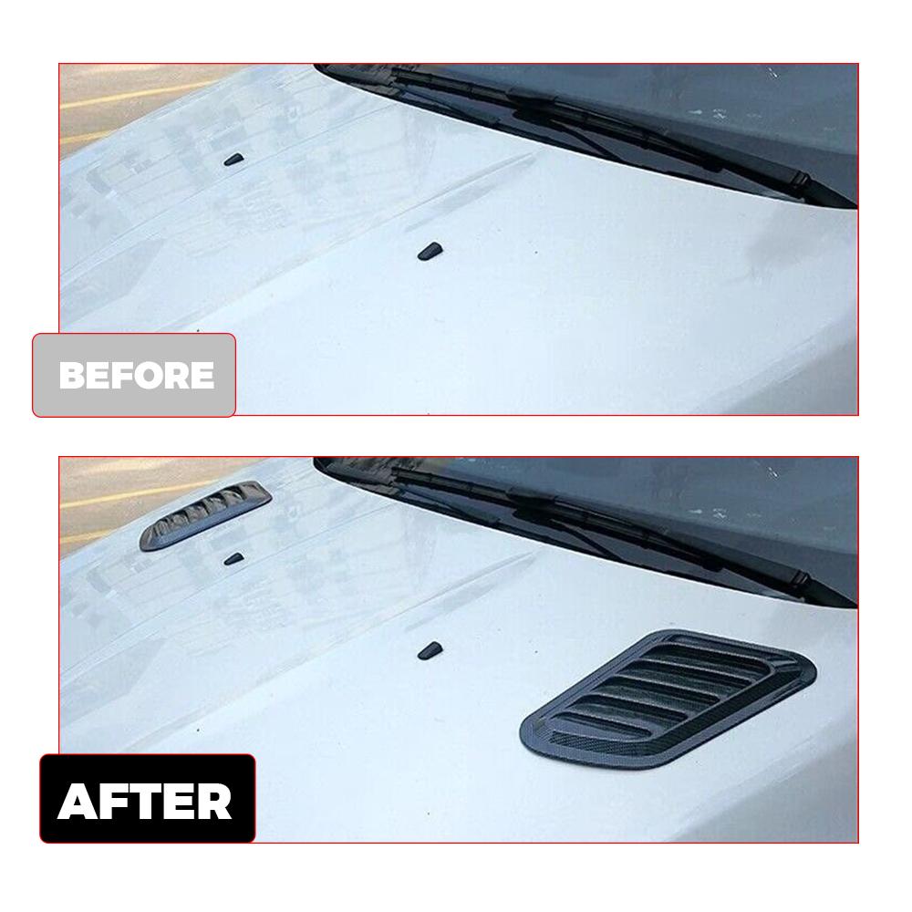 Universal Carbon Fiber Universal Car Hood Scoop Air Intake Fast Flow Vent Decorative Trim Styling 2PCS Exterior Decoration