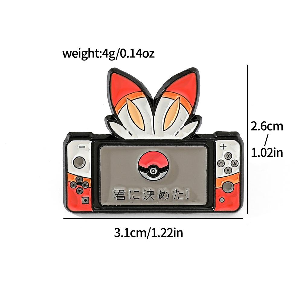 Japanese cartoon creative game console shape Pokémon metal badge Pokémon elf ball brooch