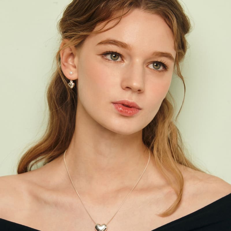 Murmur [925silver]Pearl Heart Twoway Drop Earring