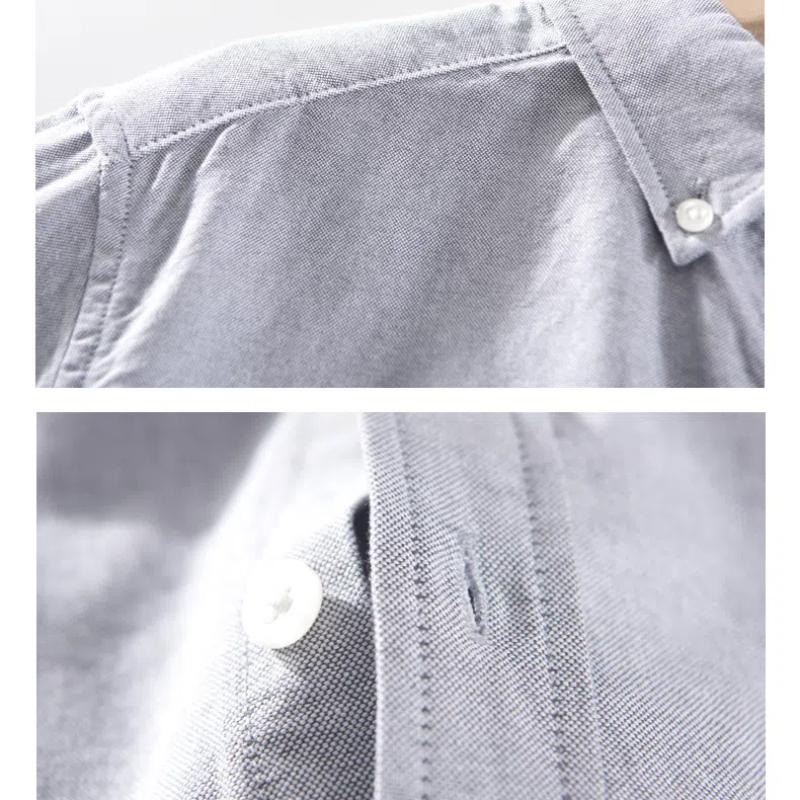 Spring and Summer Long Sleeve Shirt Men Daily Casual Shirt Lapel Collar Pocket Oxford 100 Cotton Shirt Versatile Men Tops