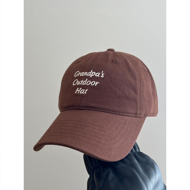 

Baseball Cap Men Women Embroidered Letter Wide Brim Sun Hat For Casual Wear коричневий