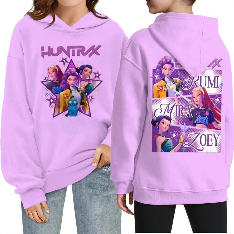 

Детское теплое повседневное худи свободного кроя, модное, с принтом команды охотников на ведьм, удобное 140cm фиолетовый