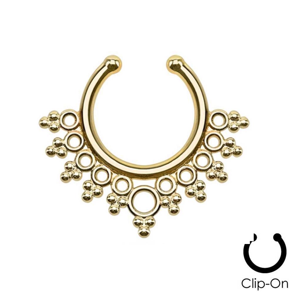 16g Steel Gold CZ Septum Fake Piercing Mix Styles Falso Septum Nose Rings Clickers Men Body Jewelry Piercing Nariz Daith Helix