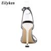 Fashion Eilyken Narrow Band Ankle Buckle Strap Green High Heels Sandals Women's Pointed Toe Party Female Shoes Sandalias Mujer