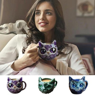 Tazza da tè per gatto Tazza da caffè Tazza da tè Simpatico bicchiere per acqua Tazza da bere a grande calibro Tazza da cappuccino Tazza per caffè tè latte Tazza per acqua