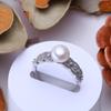 LSOOYH Freshwater Pearl Rings For Women Classic Silver Color Party Ring Anniversary Birthday Gifts