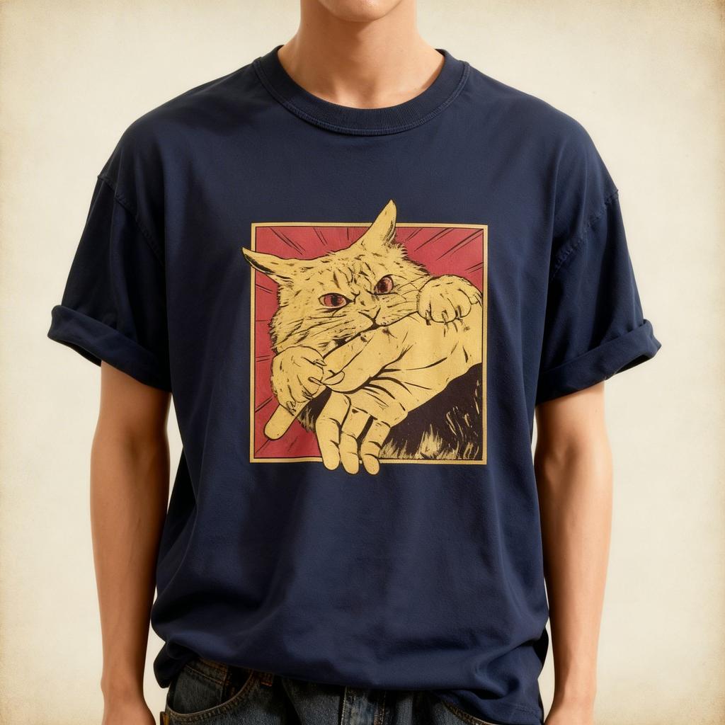 Vintage Cat Bite Shirt, Japanese Horror Anime TShirt, Retro Graphic Tee Unisex T-Shirt