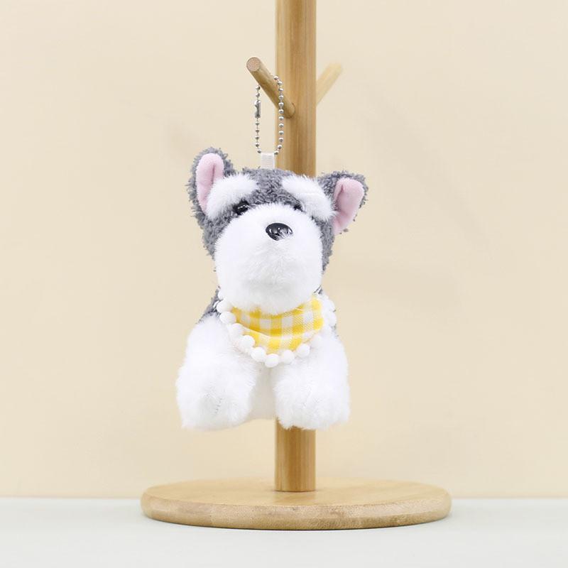 Cute Schnauzer Dog Plush Keychain Fluffy Toy Bag Charm West Highland Terrier