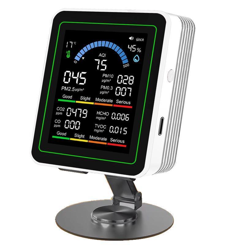 10-in-1 Luftqualitätsmonitor: Erfasst Formaldehyd, CO2, PM2,5, CO, Temperatur und Luftfeuchtigkeit für den Heimgebrauch