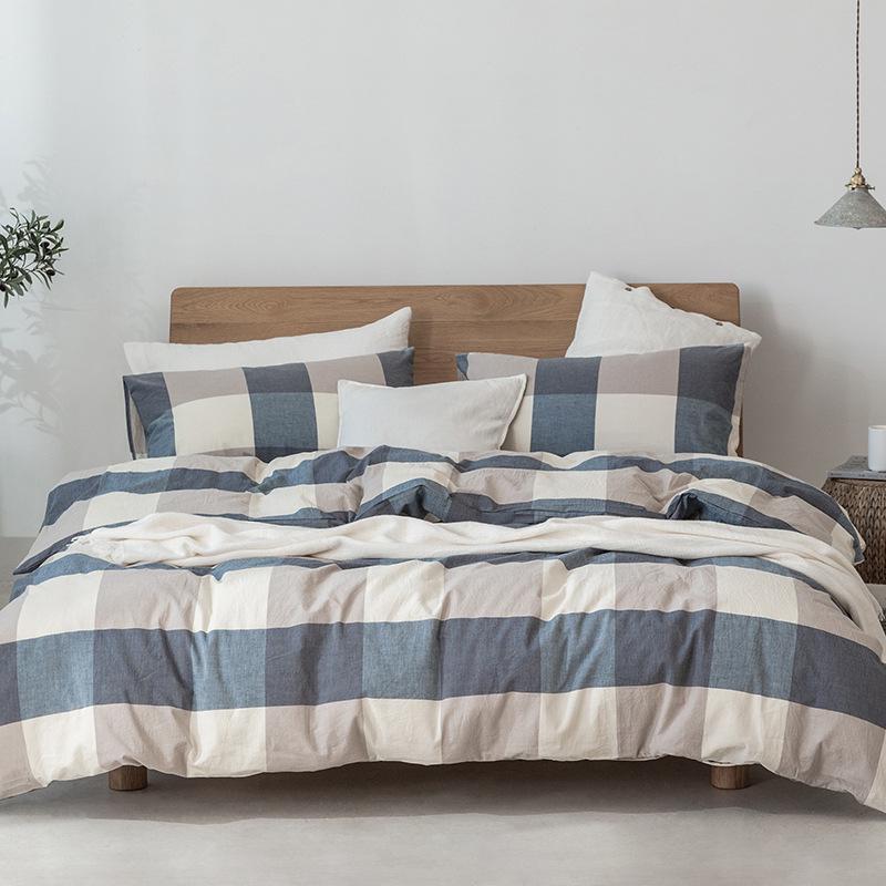 

Постільна білизна Muji з бавовни в клітинку - Простий японський стиль 150x200