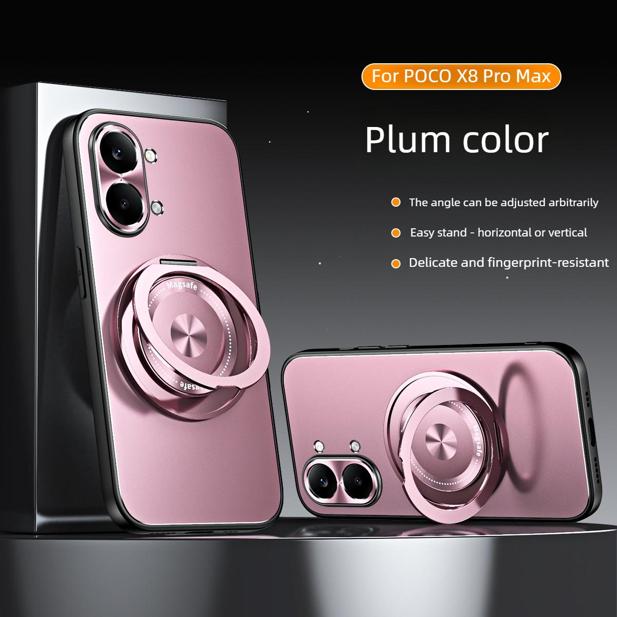

Luxury AG Matte Backplane Case For Xiaomi POCO X8 Pro Max X8 Pro F8 Ultra F8 Pro Magnetic Rotable Bracket Shockproof Hard Cover Poco F8 ultra зелений