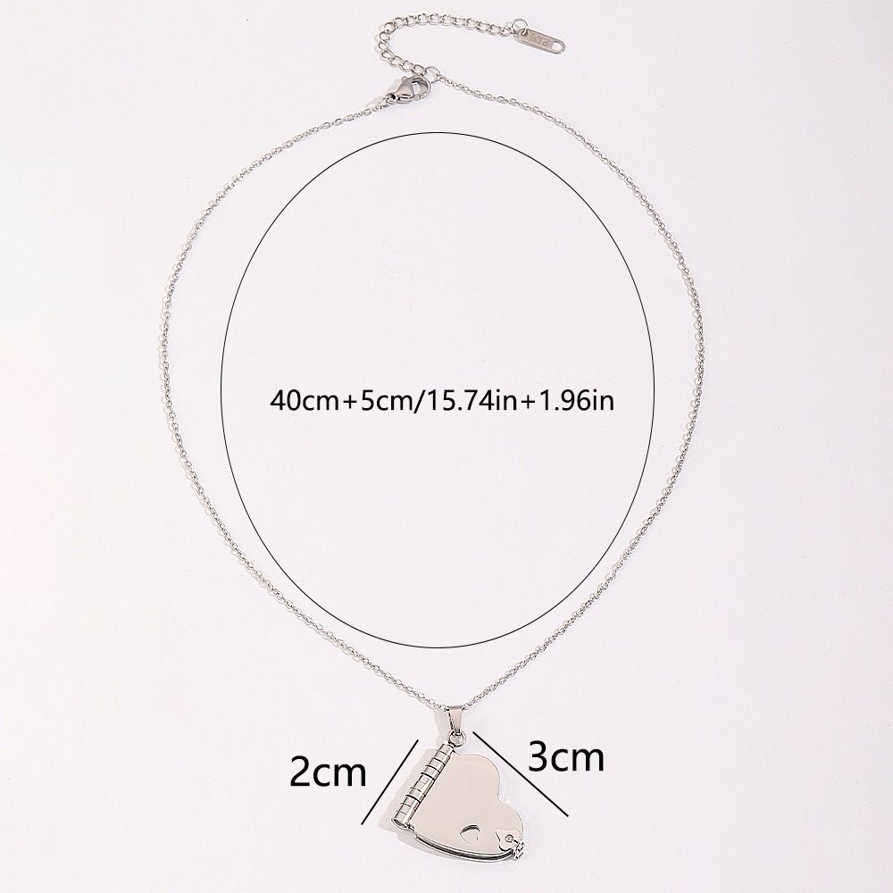 High Quality Titanium Steel Heart Books Pendant Couple Lovers Choker Women Men