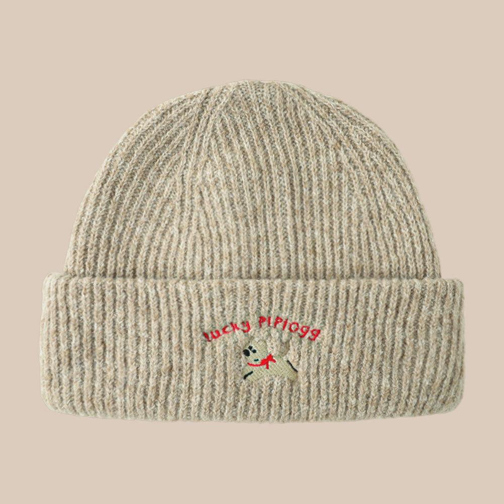 Korean Cute Puppy Embroidered Hat Autumn and Winter Warm Ear Protection Wool Hat Versatile Cold Hat New Hat