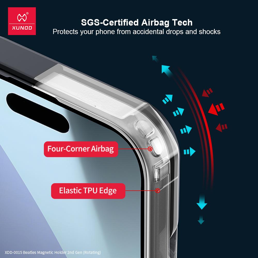 XUNDD For iPhone 17 Pro Max iPhone 17 Air Casing Airbag Shockproof Protective Case Luxury Phone Cover With Rotatable Magnetic Holder Stand
