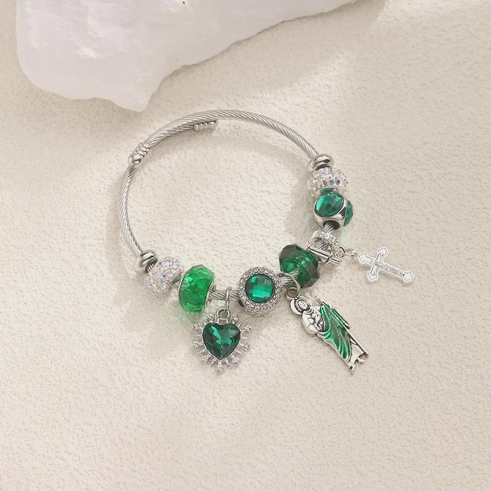 Emerald Jesus Love Bracelet: Personalized Korean Religious Niche Jewelry