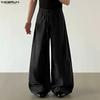 Men's Casual Elastic Waist Wide-Leg Pants Loose Streetwear Baggy Long Trousers
