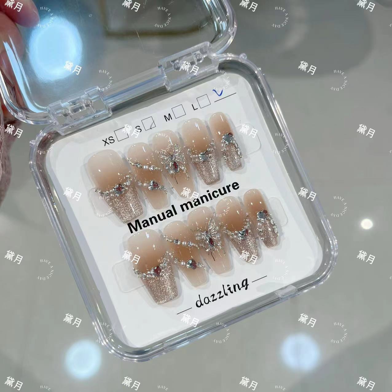 

Чисто ручная работа фототерапевтическая одежда доспехи Luoshen Gefu готовый продукт многоразовые патчи для дизайна ногтей large L