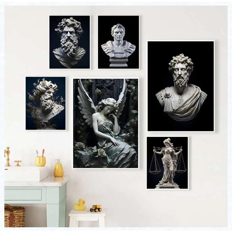 David Sculpture Lion Marcus Aurelius Sculpture Lady Justice Posters Canvas Painting Print Wall Art Aesthetic Home Decor Cuadros