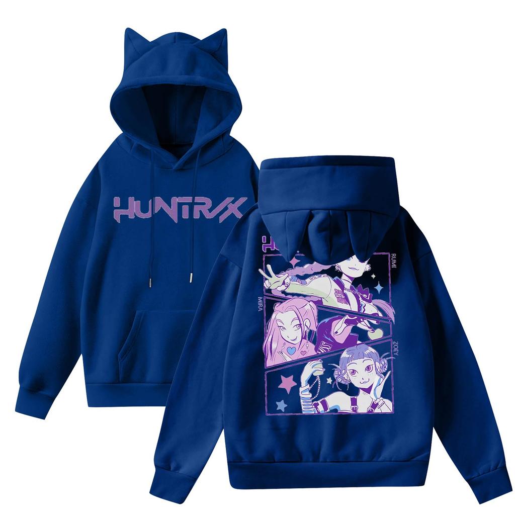 Ladies Fashion Casual Long Sleeve Printed Round Neck Hoodie Pullover Top With  Pockets