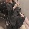 Women's V-Neck Sweater Vest & Knitted Top Set - Mid-Length, Thickened, Korean Style, Sleeveless for Autumn/Winter 2024