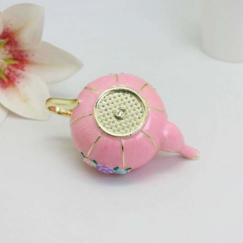 Elegant Cloisonnes Teapot Jewelry Box Alloy Ornament With Colorful Enamel For Wedding Gift Home Decoration