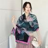 Fresh and Elegant Lotus Oil Painting Scarf Women's Winter Thickened Women's Shawl Double-sided Jacquard Imitation Cashmere Warm Scarf