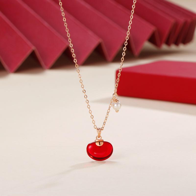 

Ожерелье из бобов акации, женское, ретро, нишевый дизайн, глазурованная красная бобовая подвеска, темперамент с ювелирным украшением