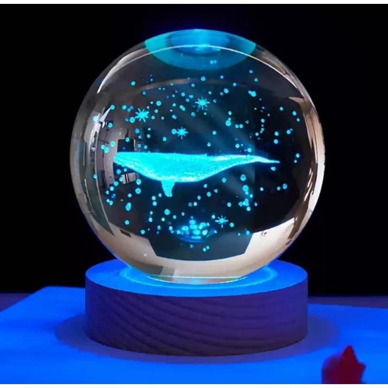 Umgebungslicht Saturn 3D Kugel Lampe Sonnensystem Kristallkugel mit Mehrfarbiger LED Lichtbasis Stimmungslicht Geschenke Geburtstag