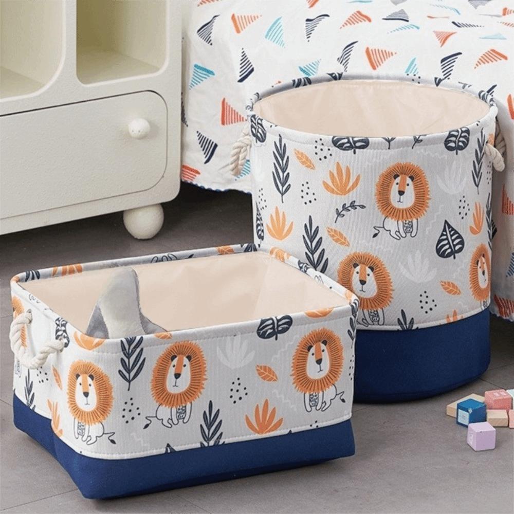 Portable Canvas Laundry Basket Cartoon Organizer Basket Cute Toys Storage Basket  Bedroom