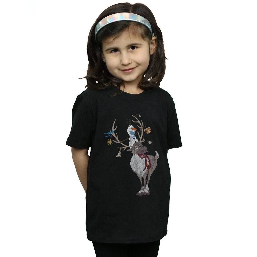 Disney Girls Frozen Sven And Olaf Christmas Ornaments Cotton T-Shirt