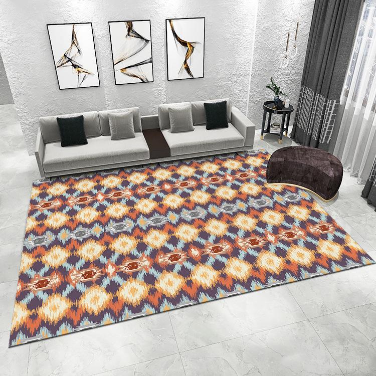 Vintage Print Rug Geometric Decor Ethnic Style Home Anti-slip Carpet Moroccan Living Room Mat Multi-Size for Bedroom Balcony Etc