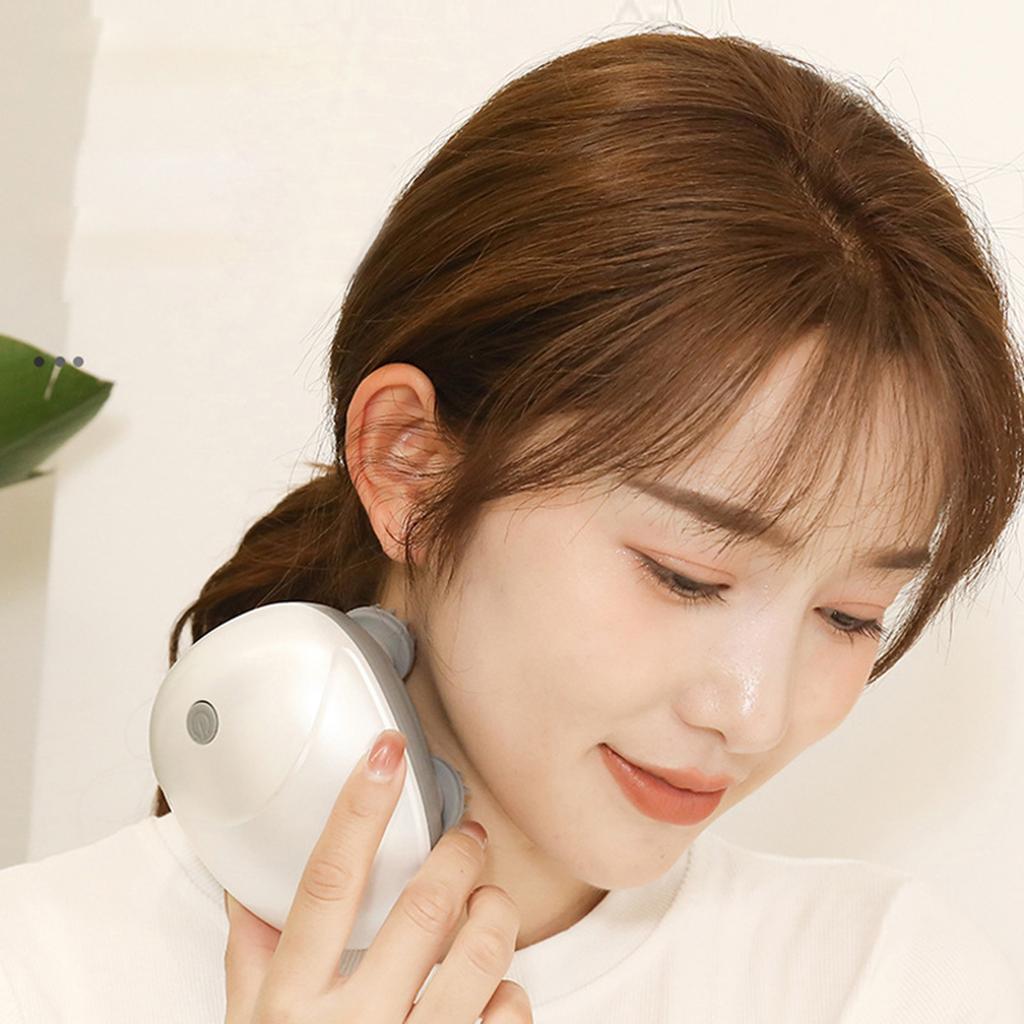 Electric Scalp Massager Cordless Head Massager with 4 Kneading Heads Portable Handheld Head Scratcher Stress Relax for