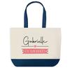 Tote Bag - PLANETEE - Gabrielle En Vacances - Fond Bleu Design Graphique - Coton - 40 X 45 Cm
