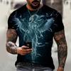 Summer New Men's T-shirt Printed Pattern Wolf Comfortable Casual Short sleeved Top Cool Style Plus Size