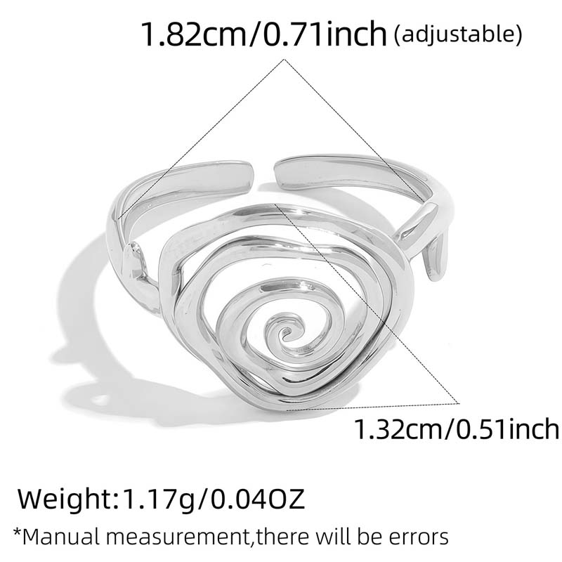 Stainless Steel Metal Spiral Line Open Rings For Women Men Minimalist Gold Color Circle Geometric Finger Ring Jewelry Gifts