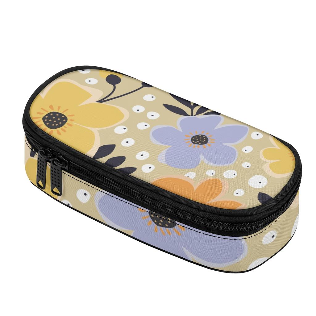Pen Case 300D Polyester Portable Zip Around Closure with Removable Pen Slot Divider Mesh Pocket and Main Storage for Classroom Use