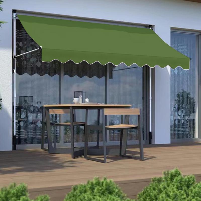 Folding Retractable No-Drill Sunshade: Hand-Crank Balcony & Shop Canopy