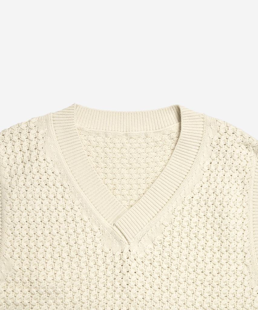 210Edit Men'S V-Neck Knit Vest_Zd3Sw007_Crm