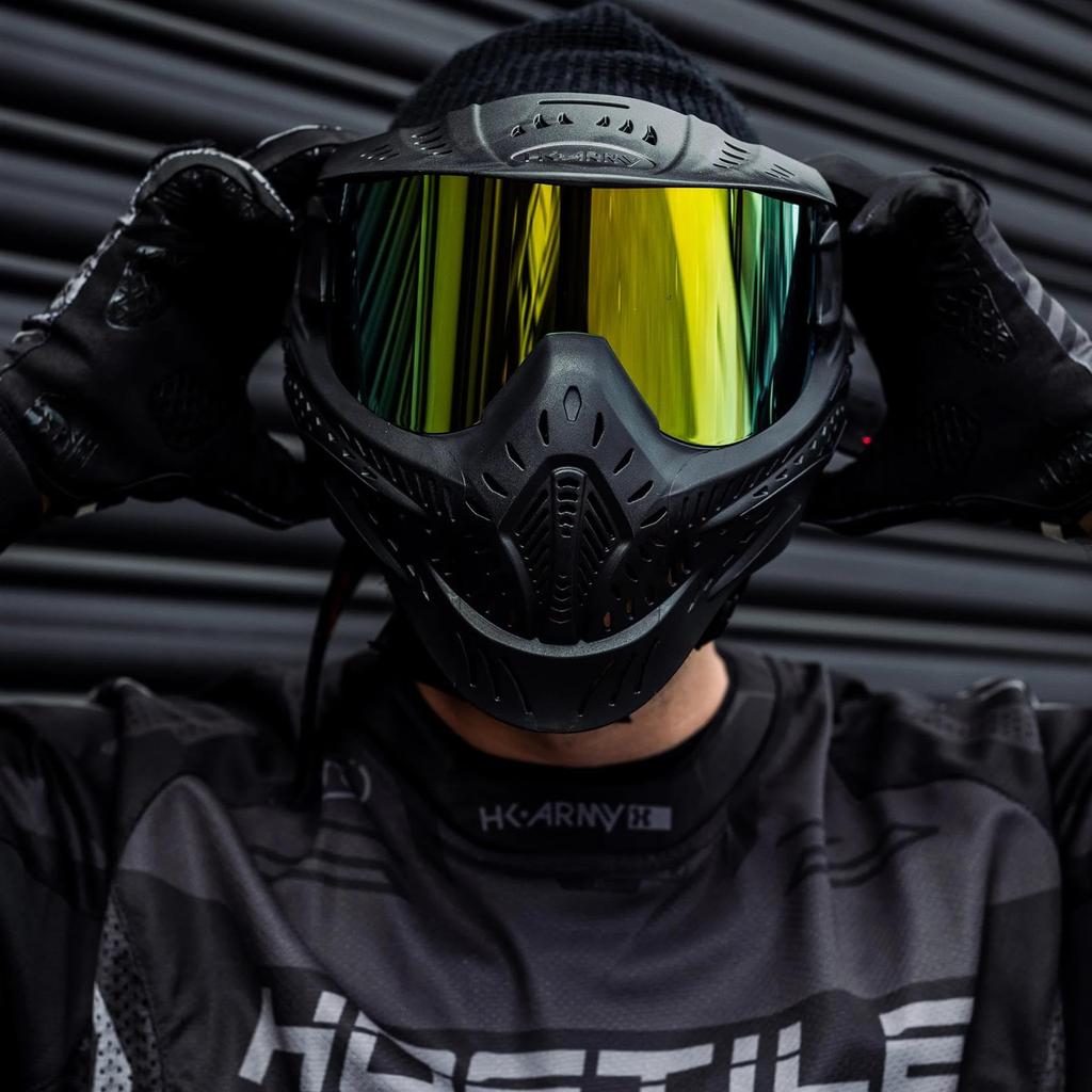 HK Army HSTL Goggle Paintball Airsoft Maske med Duggfri Termisk Linse (Svart/Gull Linse)