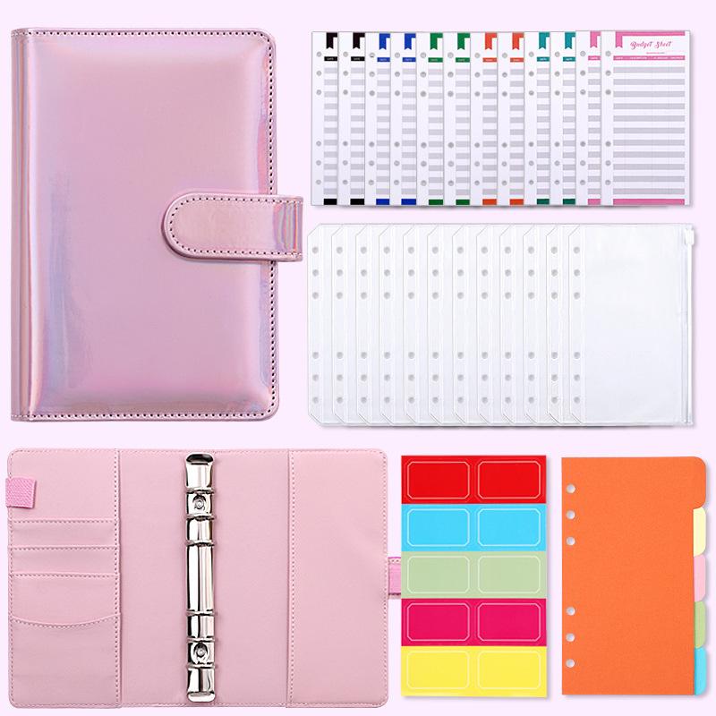 Colorful A6 PU Leather Macaron Budget & Account Book - Multi-functional Cash Diary & Storage Planner