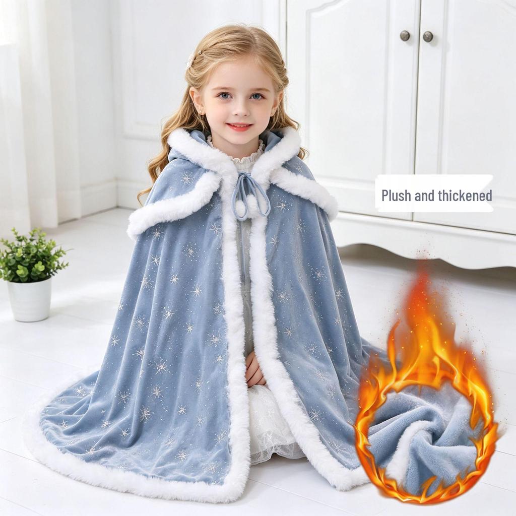 Fleecegefüttertes Eisköniginnenkleid für Mädchen - Winter, Halloween & Weihnachten