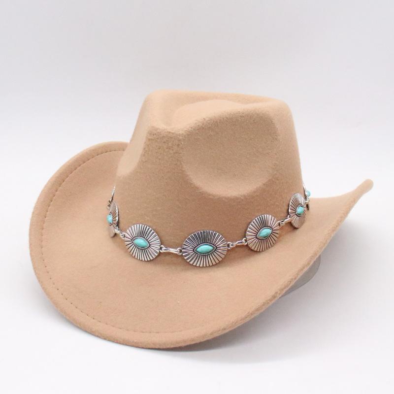 Western Cowboy Hat Jazz Top Hat Concave Men'S And Women'S Party Felt Jazz Hat