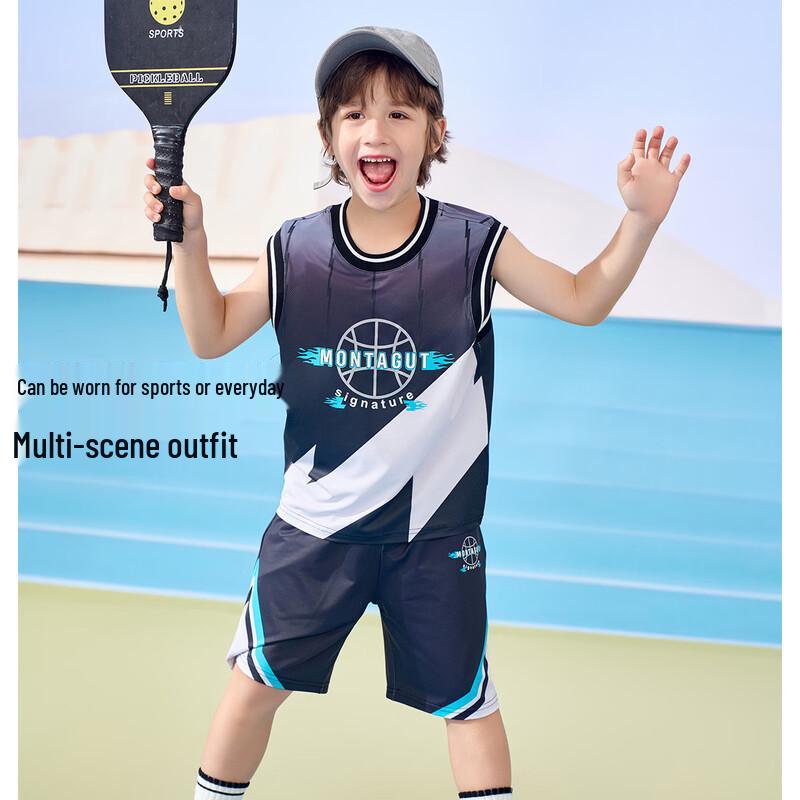 

Montagut Boys Summer Breathable Printed Vest & Shorts Set 140