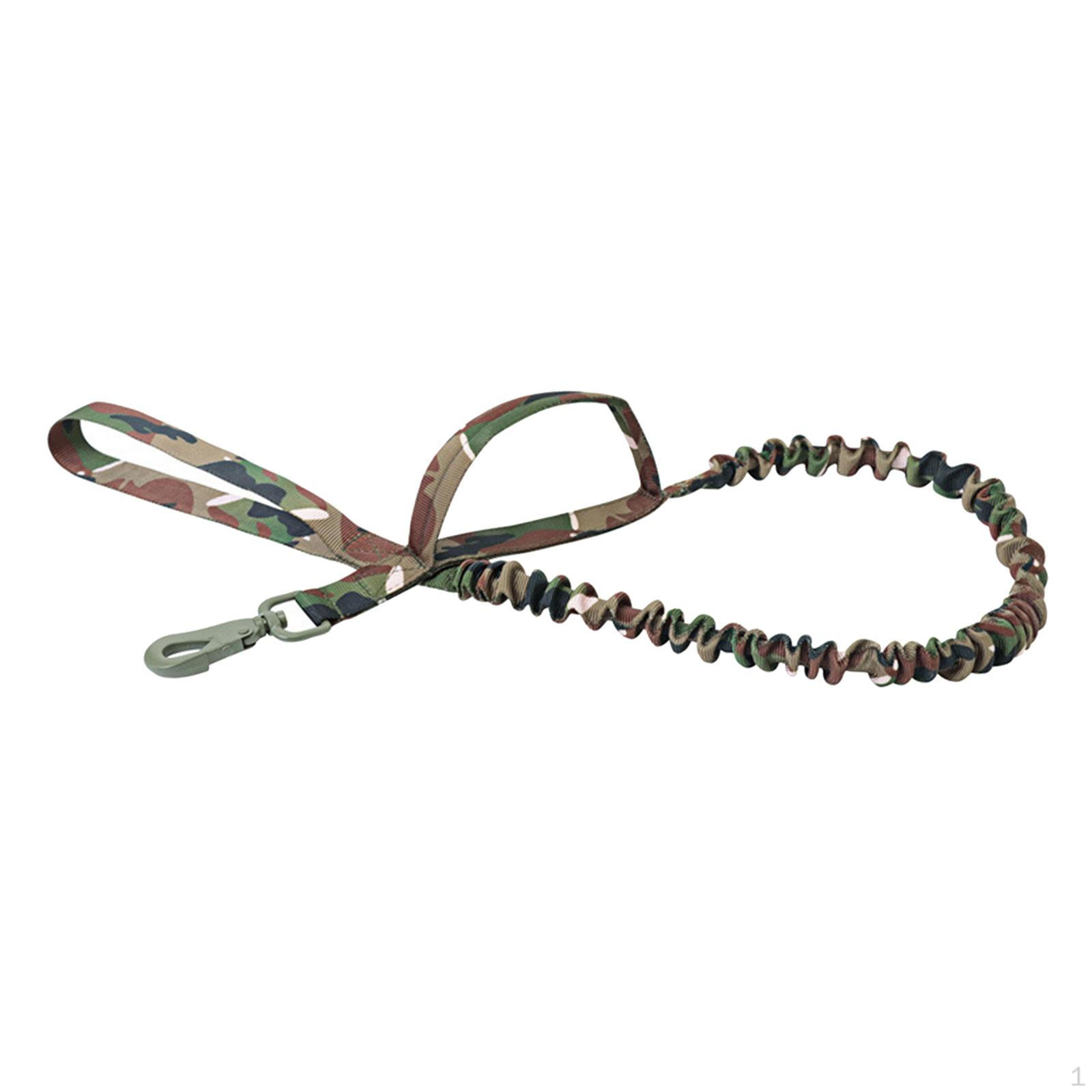 

Bungee Dog Leash 2 Padded Handles Training Traction Rope Portable Metal Buckle Pet Leads Dark Green Snap Hook