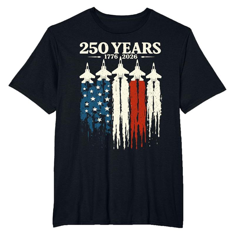 250 Years Of American Independence Commemorative T-shirt Men Women Round Neck Short Sleeve Black T Shirts Daily Casual Fashion