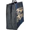 Salvatore Ferragamo Ferragamo Logo Large Denim   Leather Tote Blue